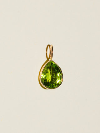 Sticky Seaweed Peridot Teardrop Cut Charm in Yellow 14k Gold