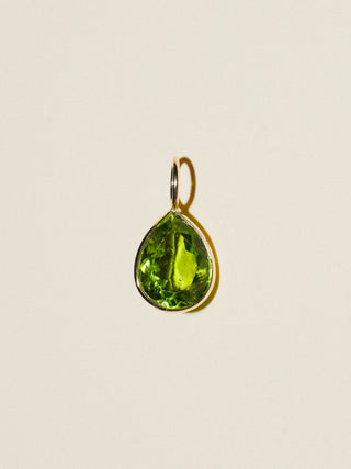 Sticky Seaweed Peridot Teardrop Cut Charm in Yellow 14k Gold
