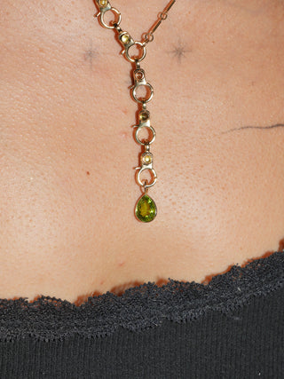 Sticky Seaweed Peridot Teardrop Cut Charm in Yellow 14k Gold