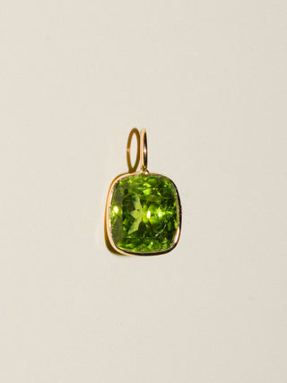 SeaLion Peridot Cushion Cut Charm in Yellow 14k Gold