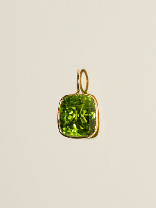 SeaLion Peridot Cushion Cut Charm in Yellow 14k Gold