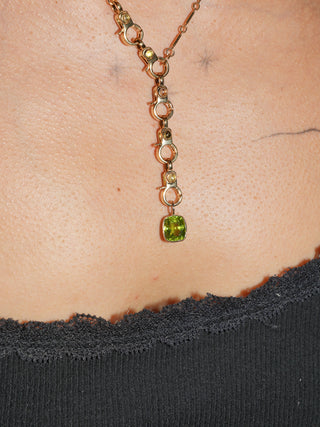 SeaLion Peridot Cushion Cut Charm in Yellow 14k Gold