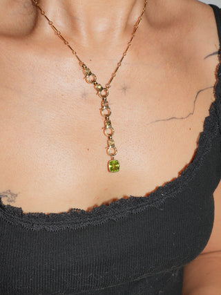 SeaLion Peridot Cushion Cut Charm in Yellow 14k Gold