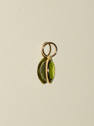 Swamp Pond Peridot Round Cut Charm in Yellow 14k Gold