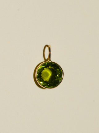 Swamp Pond Peridot Round Cut Charm in Yellow 14k Gold