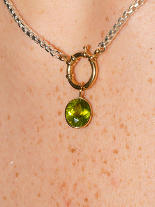 Tia Peridot Oval Cut Charm in Yellow 14k Gold