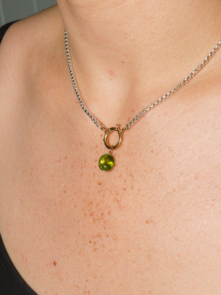 Tia Peridot Oval Cut Charm in Yellow 14k Gold