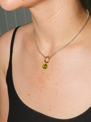 Tia Peridot Oval Cut Charm in Yellow 14k Gold