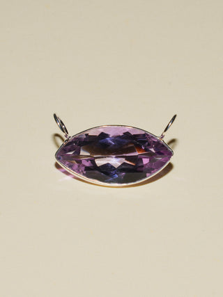 Gemy Gemini Pink Amethyst Gemela East West Marquis Charm in Sterling Silver