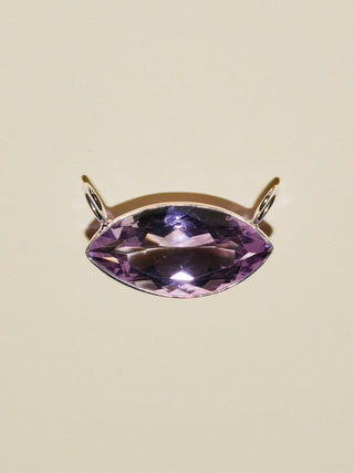 Gemy Gemini Pink Amethyst Gemela East West Marquis Charm in Sterling Silver