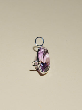 Gemy Gemini Pink Amethyst Gemela East West Marquis Charm in Sterling Silver