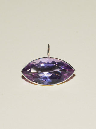 Dylan Pink Amethyst East West Marquis Charm in Sterling Silver