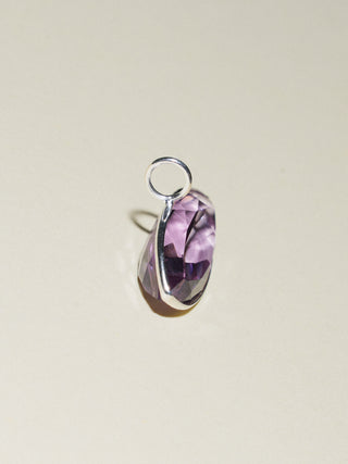 Dylan Pink Amethyst East West Marquis Charm in Sterling Silver