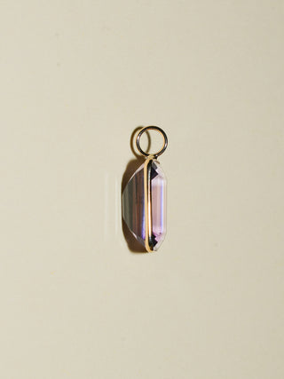 Prideful Pink Amethyst Emerald Cut Charm in Yellow 14k Gold