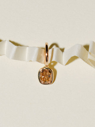 Brown Diamond Cushion Cut Charm in 14k Yellow Gold