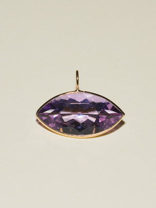 Cole Pink Amethyst East West Marquis Charm in Yellow 14k Gold