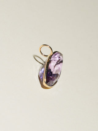Cole Pink Amethyst East West Marquis Charm in Yellow 14k Gold