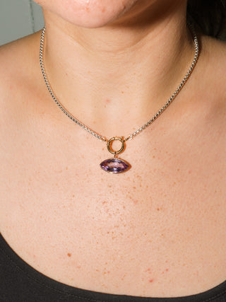 Cole Pink Amethyst East West Marquis Charm in Yellow 14k Gold