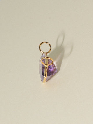 Sea Snail Pink Amethyst East West Marquis Charm in Yellow 14k Gold