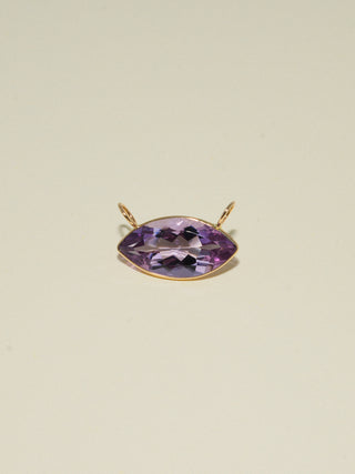 Sea Snail Pink Amethyst East West Marquis Charm in Yellow 14k Gold