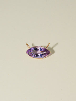 Sea Snail Pink Amethyst East West Marquis Charm in Yellow 14k Gold
