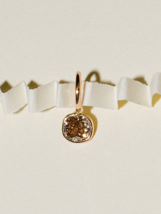 Yellow Diamond Cushion Cut Charm  in 14k Yellow Gold