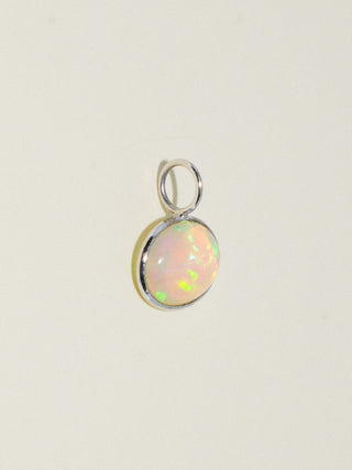 Jasmine Tea Opal East to West Oval Cabochon Charm in White 14k Gold
