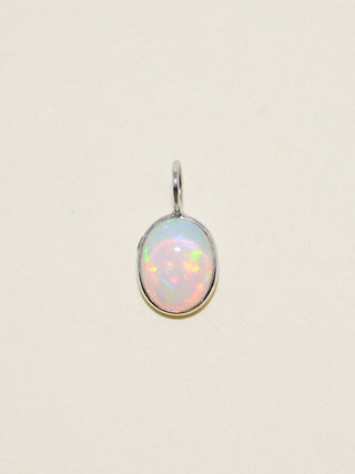 Rainy Day Opal Oval Cabochon Charm in White 14k Gold