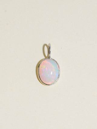 Rainy Day Opal Oval Cabochon Charm in White 14k Gold