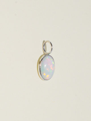 Rainy Day Opal Oval Cabochon Charm in White 14k Gold
