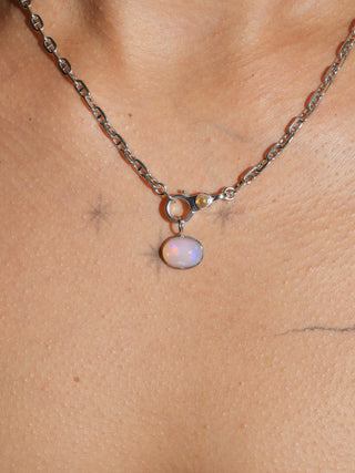 Gaia Opal East to West Oval Cabochon Charm in White 14k Gold