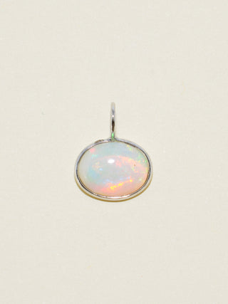 Gaia Opal East to West Oval Cabochon Charm in White 14k Gold