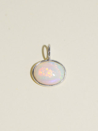 Gaia Opal East to West Oval Cabochon Charm in White 14k Gold