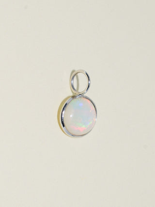 Gaia Opal East to West Oval Cabochon Charm in White 14k Gold