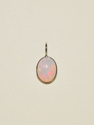 Mary Kate Opal Oval Cabochon Charm in White 14k Gold