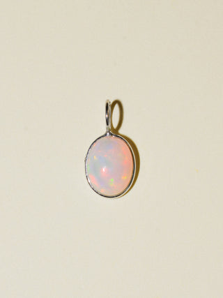 Mary Kate Opal Oval Cabochon Charm in White 14k Gold