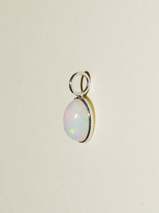 Mary Kate Opal Oval Cabochon Charm in White 14k Gold