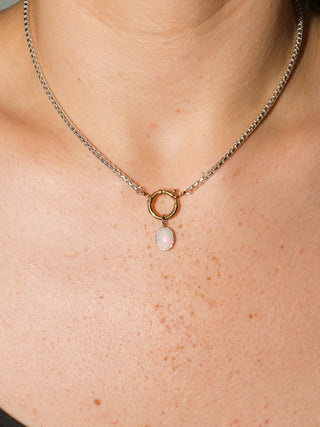 Mary Kate Opal Oval Cabochon Charm in White 14k Gold