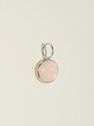 Brave Chicken Boy Opal East to West Oval Cabochon Charm in White 14k Gold