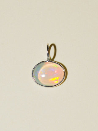 Ashley Opal Oval Cabochon Charm in White 14k Gold
