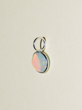 Ashley Opal Oval Cabochon Charm in White 14k Gold