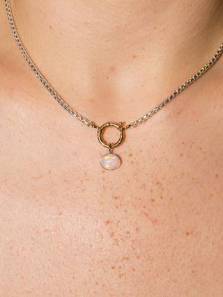 Ashley Opal Oval Cabochon Charm in White 14k Gold