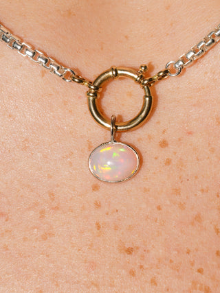Ashley Opal Oval Cabochon Charm in White 14k Gold