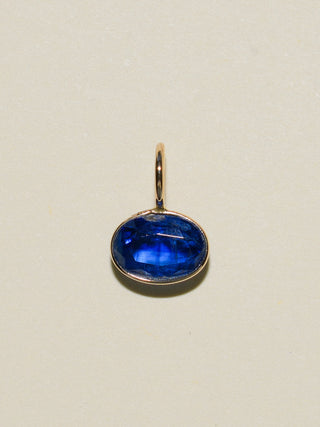 Blue Whale Kyanite East West Oval Cut Charm in Yellow 14k Gold