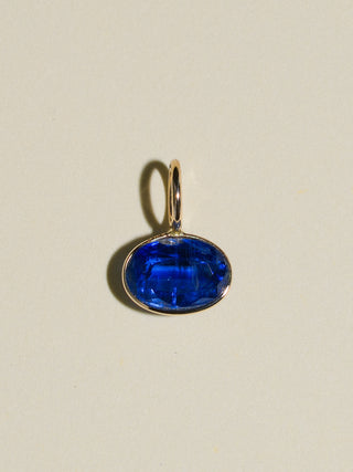 Blue Whale Kyanite East West Oval Cut Charm in Yellow 14k Gold