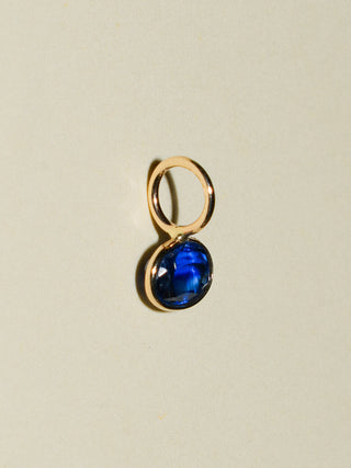 Waxing Kyanite East West Oval Cut Charm in Yellow 14k Gold