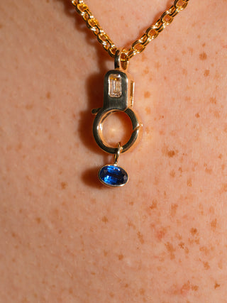 Waxing Kyanite East West Oval Cut Charm in Yellow 14k Gold