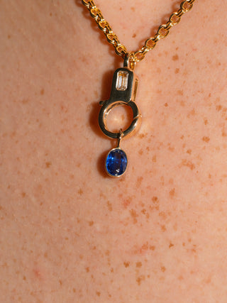 Waning Kyanite Oval Cut Charm in Yellow 14k Gold
