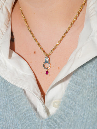 Perfect Ruby Oval Cut Charm in Yellow 14k Gold