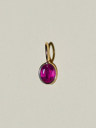 Perfect Ruby Oval Cut Charm in Yellow 14k Gold